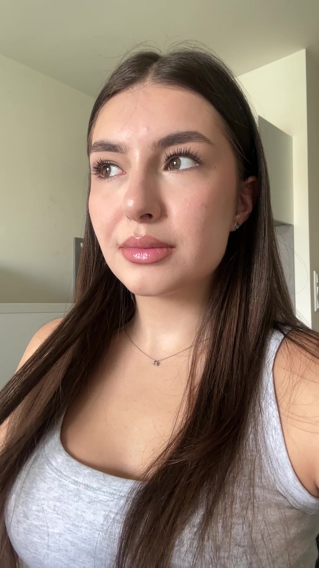 Andrea's surprised look turns happy