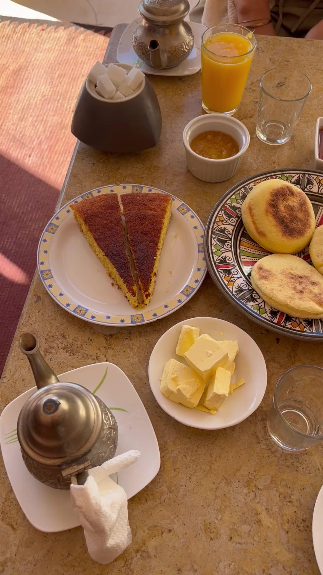 Traditional Moroccan Breakfast Spread on Table