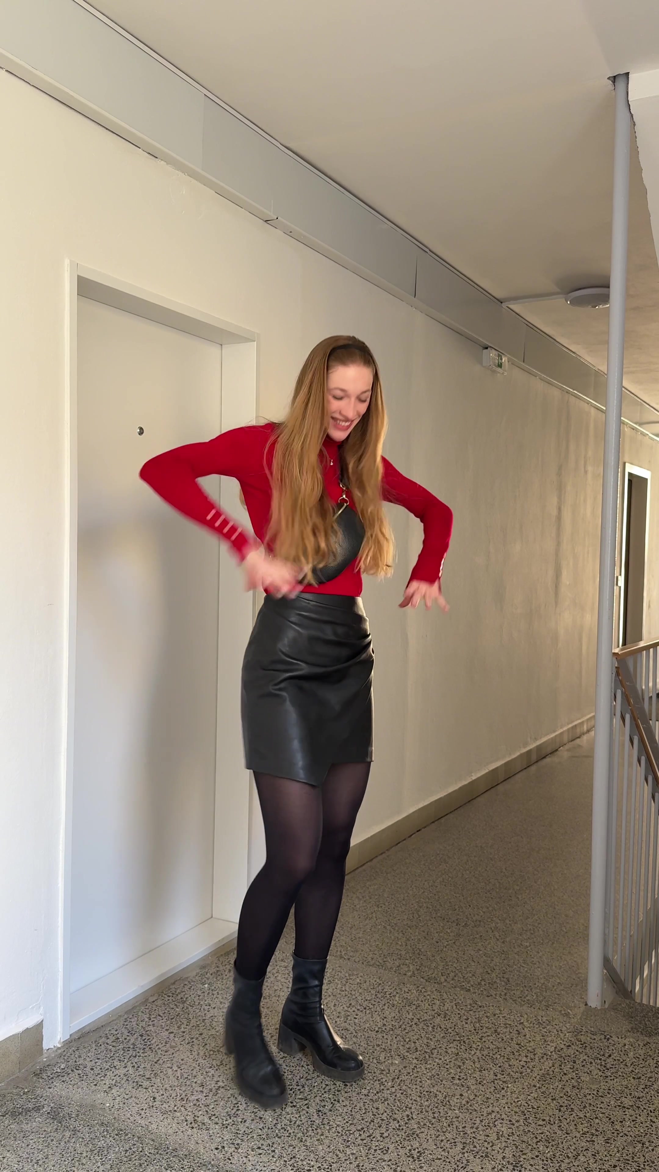 Energetic Woman Dancing and Posing